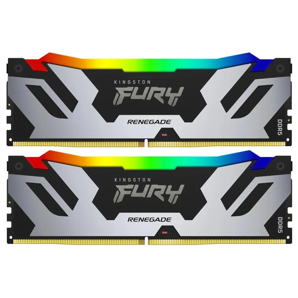 Kingston Fury Renegade 96GB (2x48GB) DDR5 6400MHz CL32 Preto / Prata RGB UDIMM KF564C32RSAK2-96
