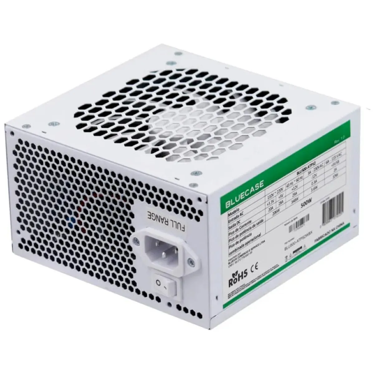 Bluecase BLU500-ATPS2W 500W ATX PS/2 Branco