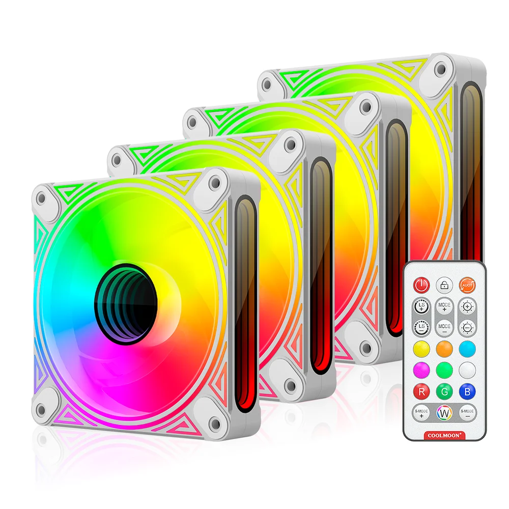 Coolmoon DM1 Alta Performance 120mm ARGB Branco Kit 4 Fans