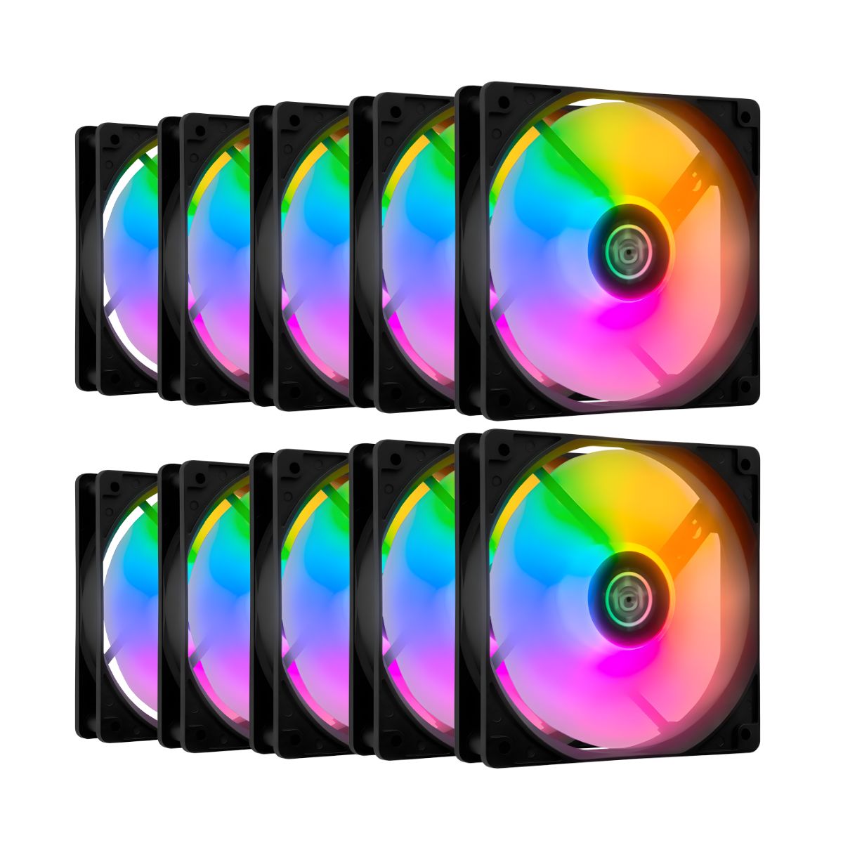 TGT Striker Rainbow 120mm RGB Kit 10 Fans TGT-STK10-BLRBW