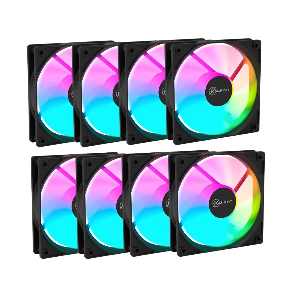 Kalkan Lumen RGB 120mm RGB Preto Kit 8 Fans KLK00018