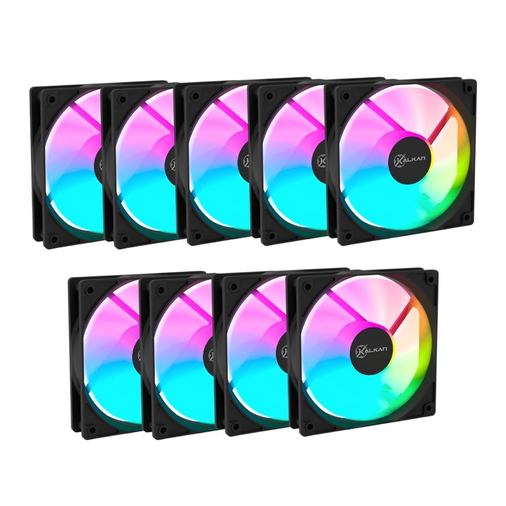 Kalkan Lumen RGB 120mm RGB Preto Kit 9 Fans KLK00018