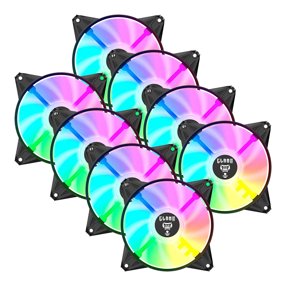 Clanm Eurus 120mm RGB Preto Kit 8 Fans