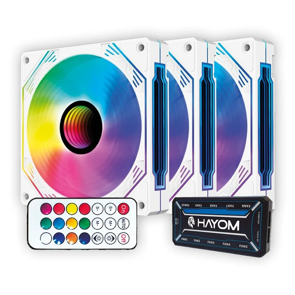 Hayom FC1309 120mm RGB Branco Kit 3 Fans FC1309