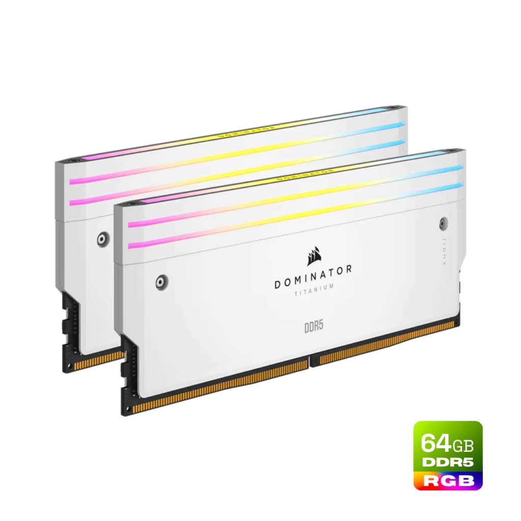 Corsair Dominator Titanium RGB 64GB (2x32GB) DDR5 6000MHz CL30 Branca RGB UDIMM CMP64GX5M2B6000C30W