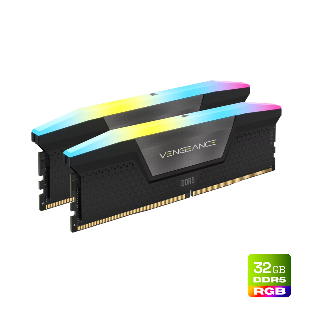 Corsair Vengeance RGB 32GB (2x16GB) DDR5 6000MHz CL30 Preta RGB UDIMM CMH32GX5M2B6000C30