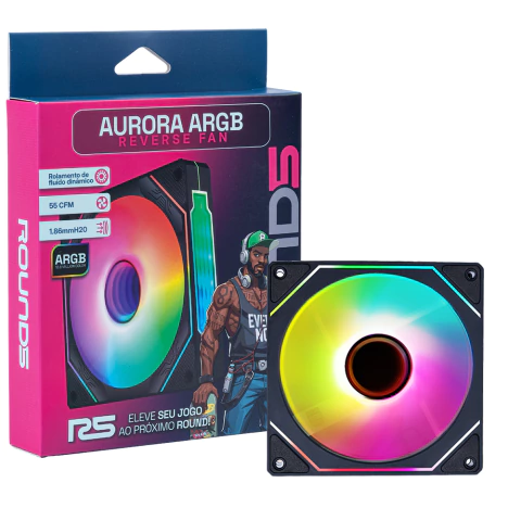 Round5 Aurora Reverse 120mm ARGB Preto R5-AURORA-RV-B-2191