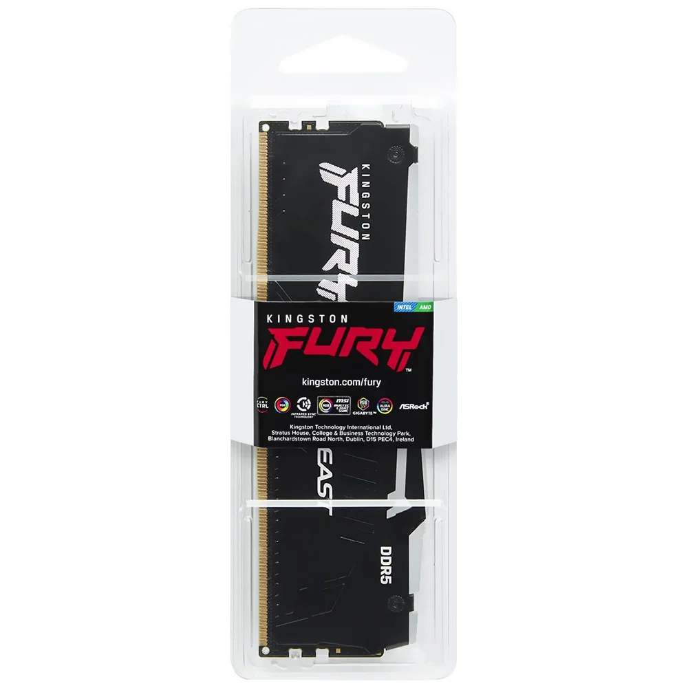 Kingston Fury Beast 16GB (1x16GB) DDR5 6800MHz CL34 Preto RGB UDIMM KF568C34BBEA-16