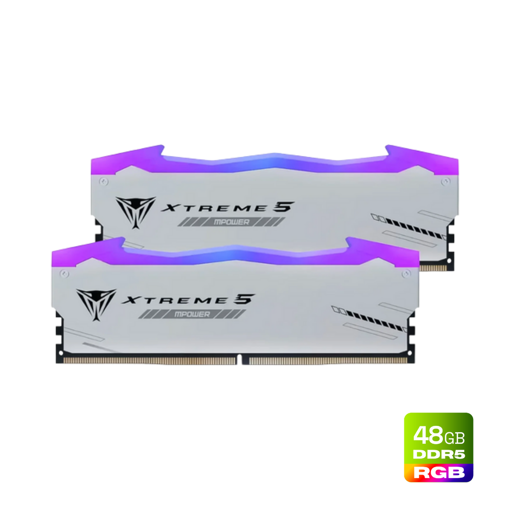 Patriot Viper Xtreme 5 RGB MPOWER 48GB (2x24GB) DDR5 8000MHz CL38 Prata RGB UDIMM PVXR548G80C38KM