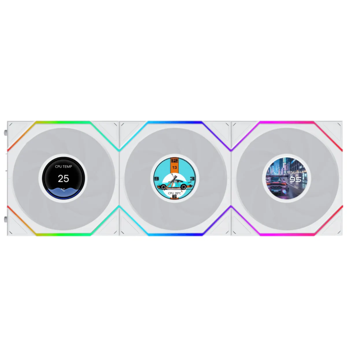 Lian Li UNI FAN TL Flex LCD 120mm ARGB Branco Kit 3 Fans 12TLLCD1F3W