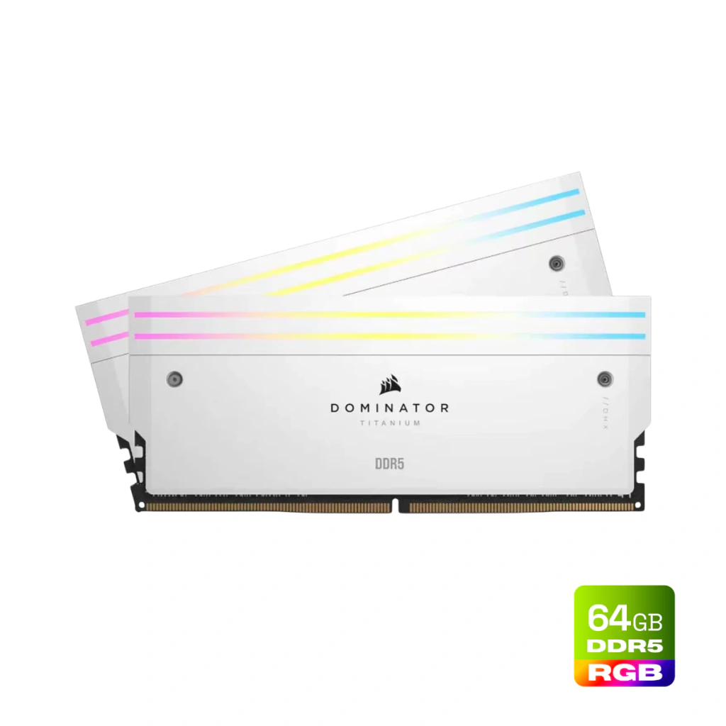 Corsair Dominator Titanium RGB 64GB (2x32GB) DDR5 6000MHz CL30 Branca RGB UDIMM CMP64GX5M2B6000Z30W