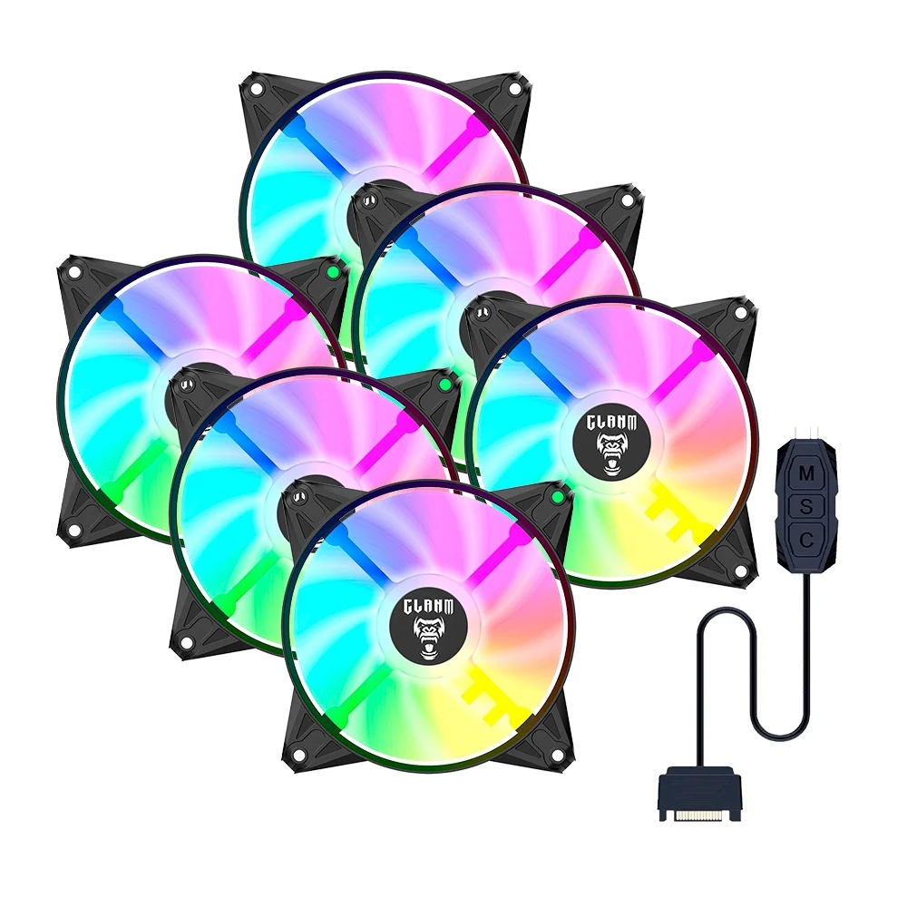 Clanm Cooler Fan 120mm ARGB Preto Kit 6 Fans