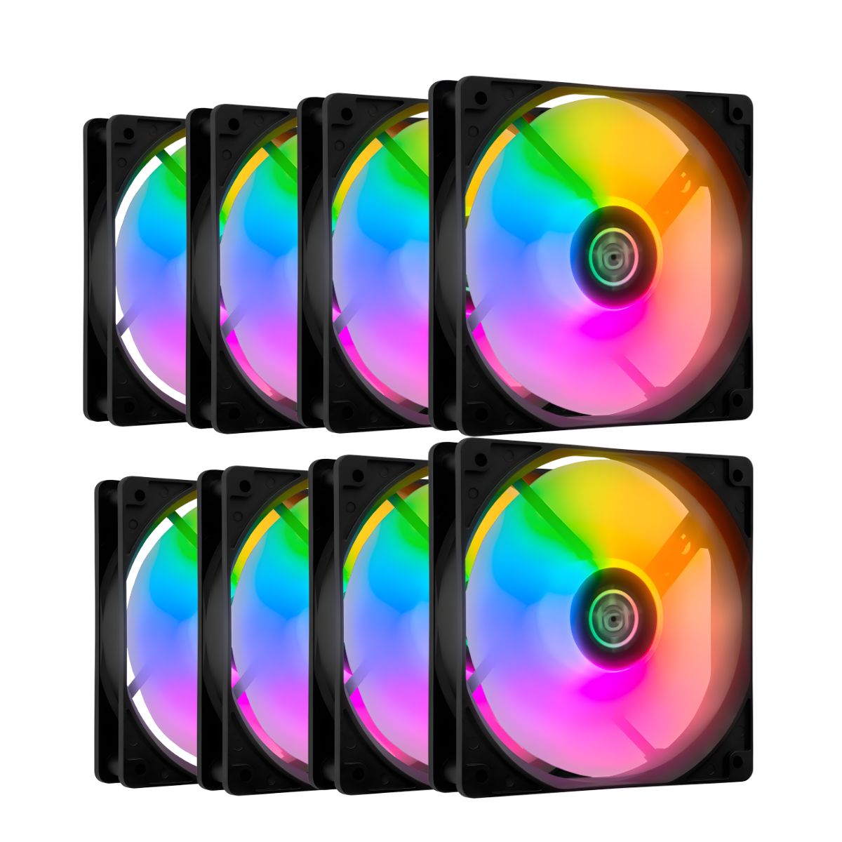 TGT Striker Rainbow 120mm RGB Kit 8 Fans TGT-STK8-BLRBW