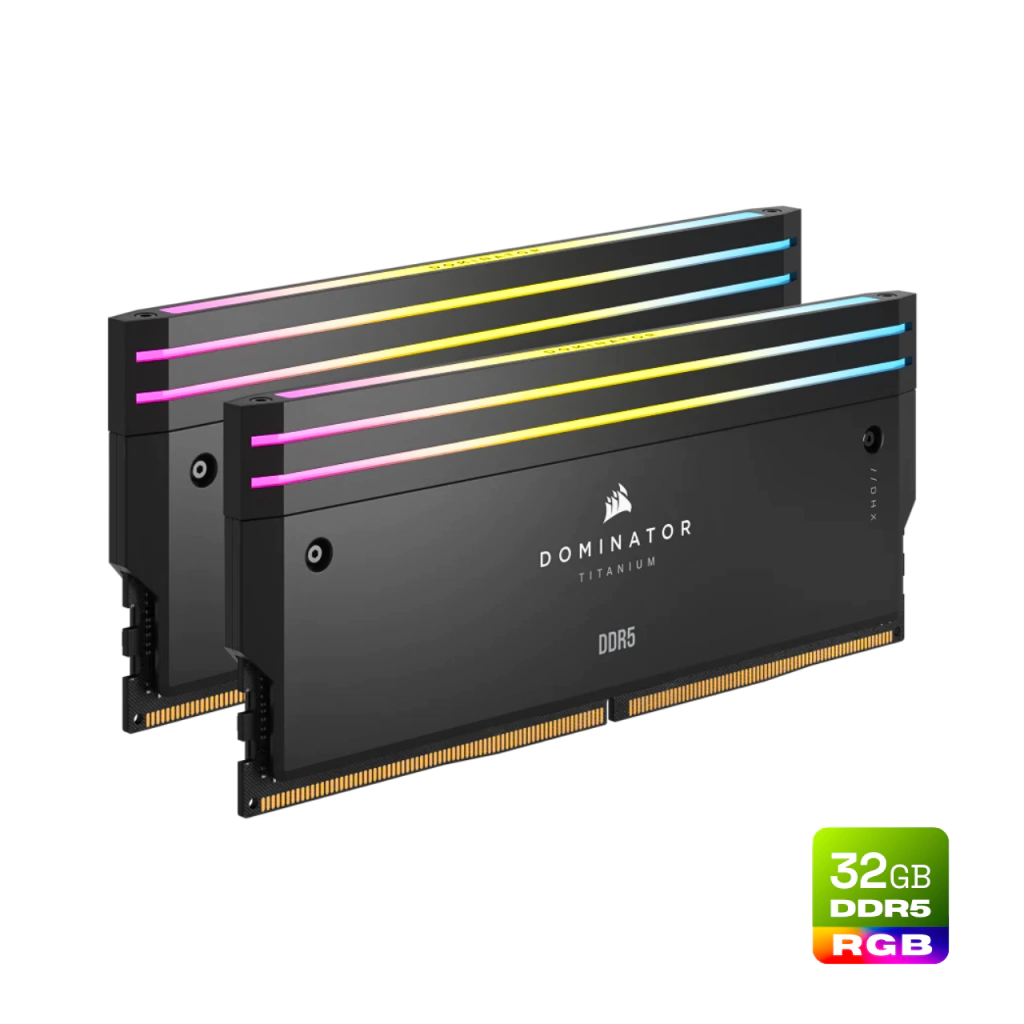 Corsair Dominator Titanium RGB 32GB (2x16GB) DDR5 7200MHz CL34 Preta RGB UDIMM