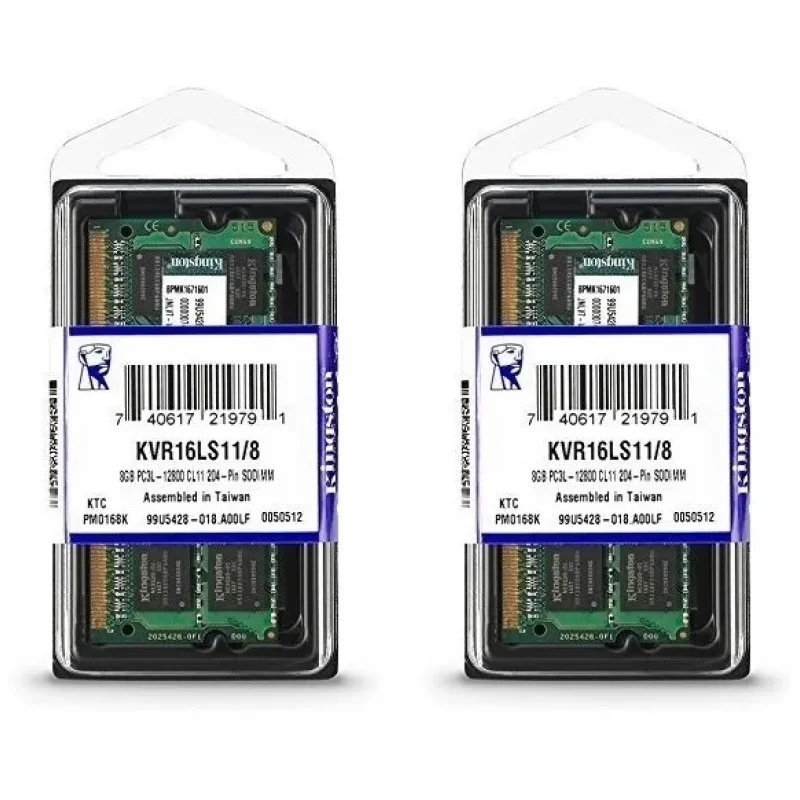 Kit 2x Kingston ValueRAM 8GB (1x8GB) DDR3L 1600MHz CL11 SODIMM KVR16LS11/8