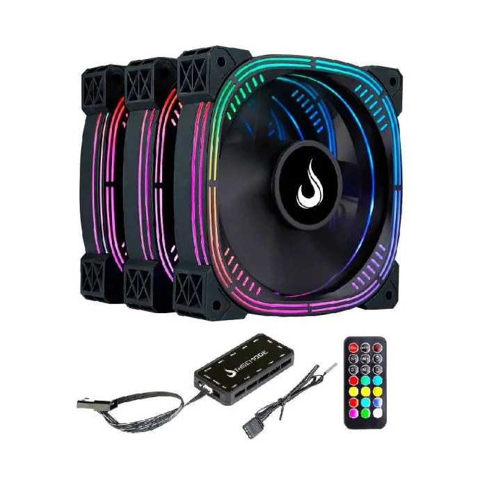 Rise Mode Aura Pro Black 120mm ARGB Preto Kit 3 Fans RM-AUB-02-ARGB