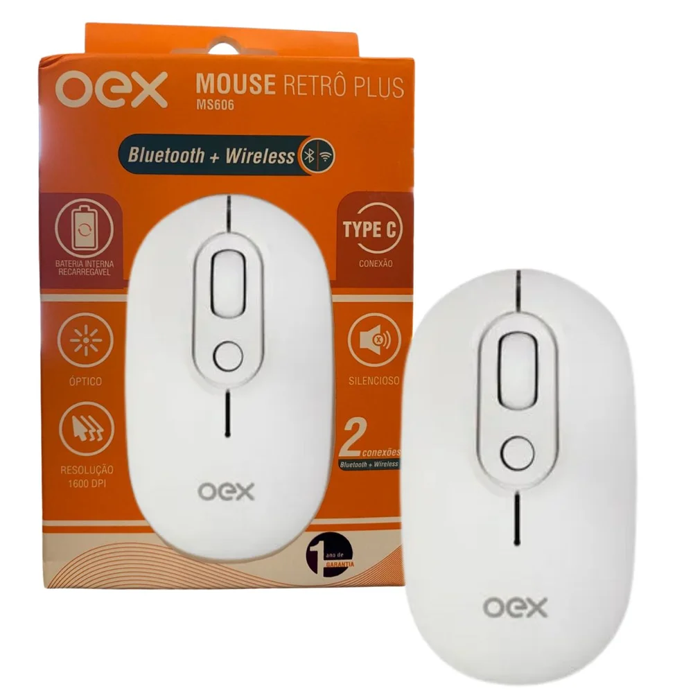 Oex Ms606 Retro Branco Sem Fio