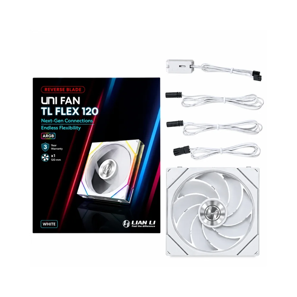 Lian Li UNI FAN TL Flex Reverse Blade 120mm ARGB Branco 12RTL1F1W