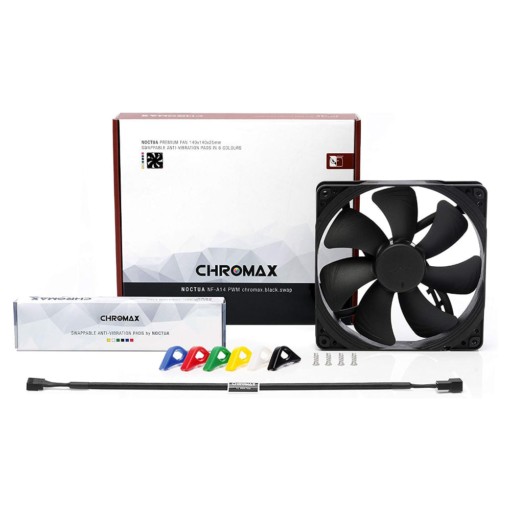 Noctua NF-A14 PWM Chromax.black.swap 140mm Preto NF-A14 PWM CHROMAX.BLACK.SWAP