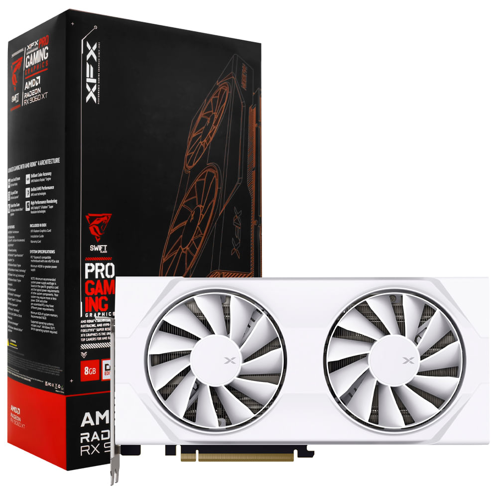 XFX Swift AMD Radeon RX 9060 XT OC Gaming White Edition 8GB GDDR6