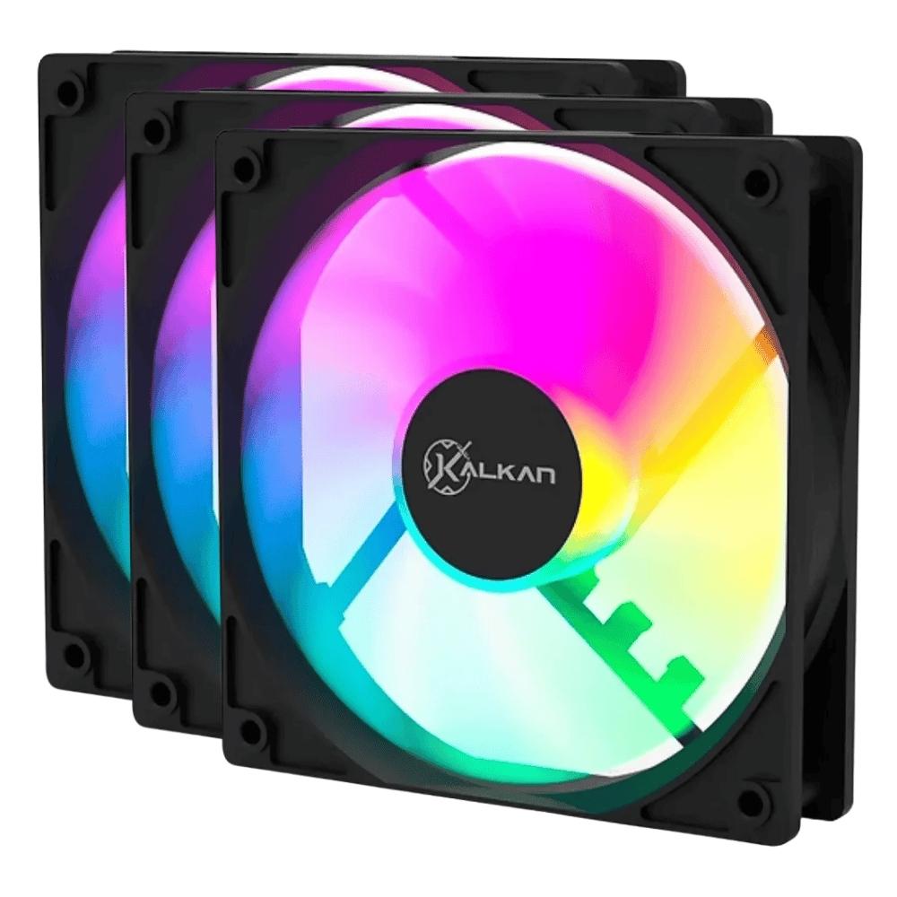 Kalkan Lumen 120mm RGB Preto Kit 3 Fans