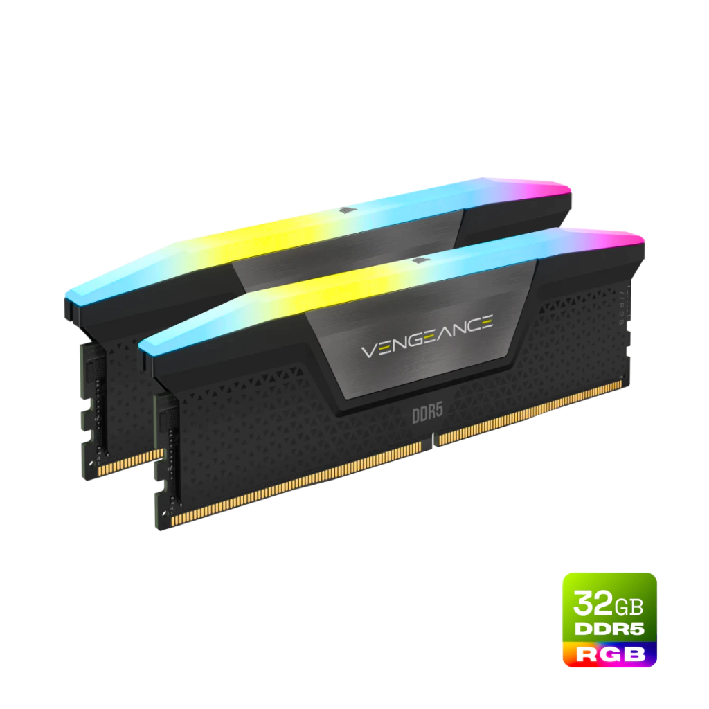 Corsair Vengeance RGB 32GB (2x16GB) DDR5 6200MHz CL36 Preta RGB UDIMM CMH32GX5M2B6200C36