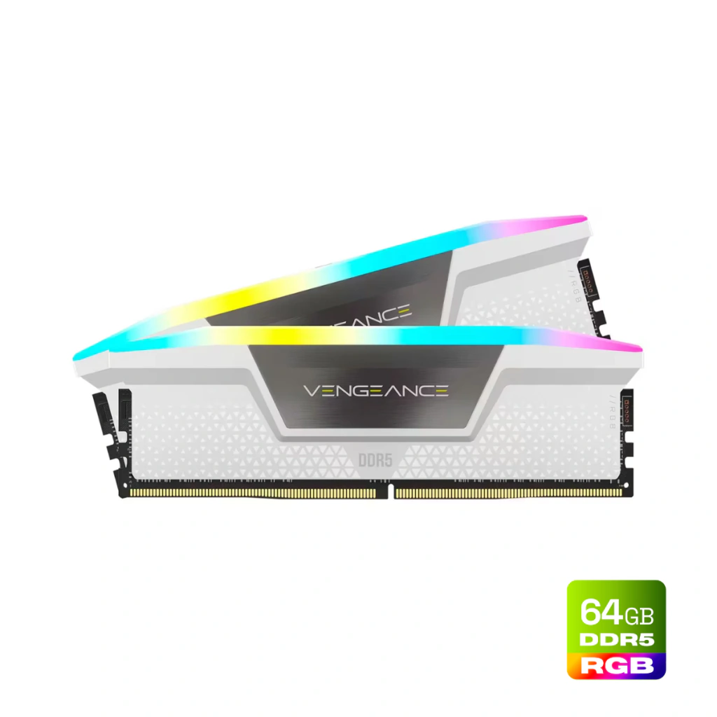 Corsair Vengeance RGB 64GB (2x32GB) DDR5 6000MHz CL30 Branco RGB UDIMM CMH64GX5M2B6000C30W