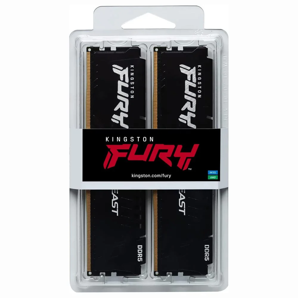 Kingston Fury Beast 64GB (2x32GB) DDR5 5200MHz CL40 Preto UDIMM KF552C40BBK2-64