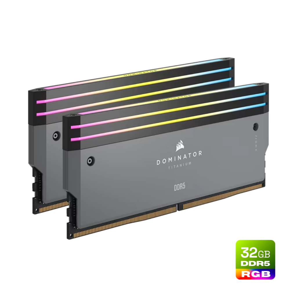 Corsair Dominator Titanium RGB 32GB (2x16GB) DDR5 6000MHz CL30 Cinza RGB UDIMM