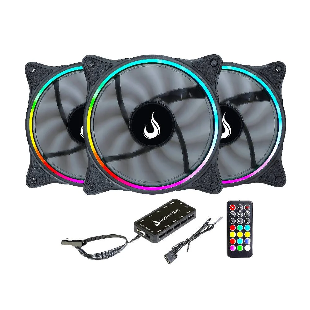 Rise Mode Laser 120mm ARGB Preto Kit 3 Fans RM-RGB-05-5V