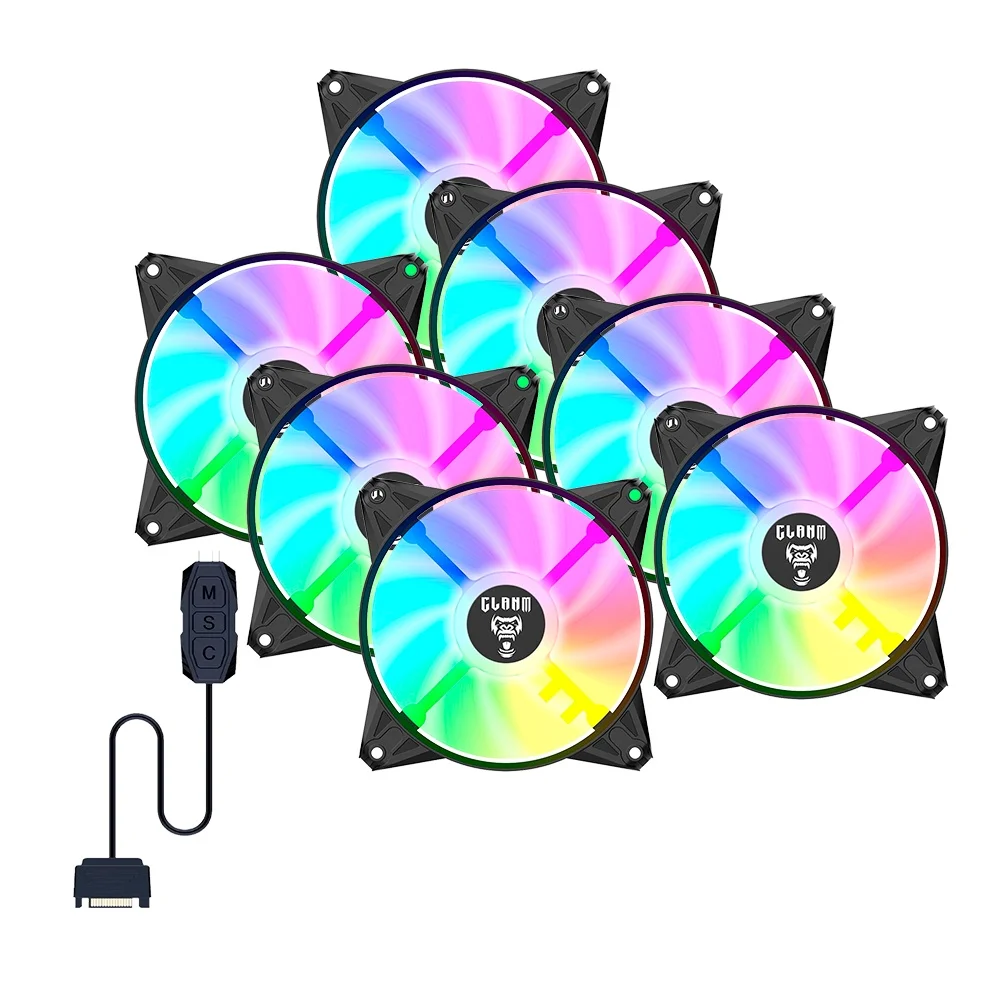 Clanm Eurus ARGB 3pin 120mm ARGB Preto Kit 7 Fans