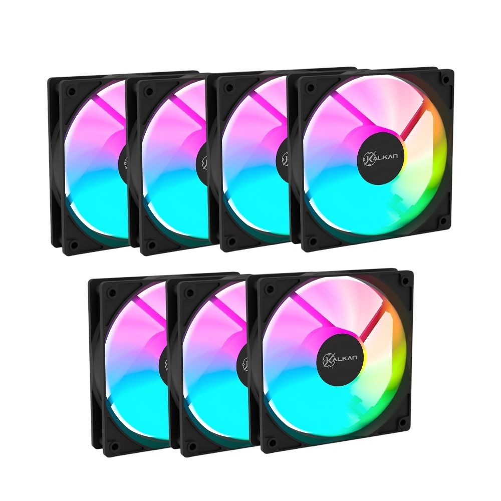 Kalkan Lumen RGB 120mm RGB Preto Kit 7 Fans KLK00018