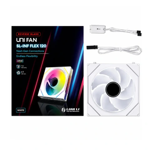 Lian Li UNI FAN SL-INF FLEX Reverse Blade 120mm ARGB Branco 12RSLIN1F1W