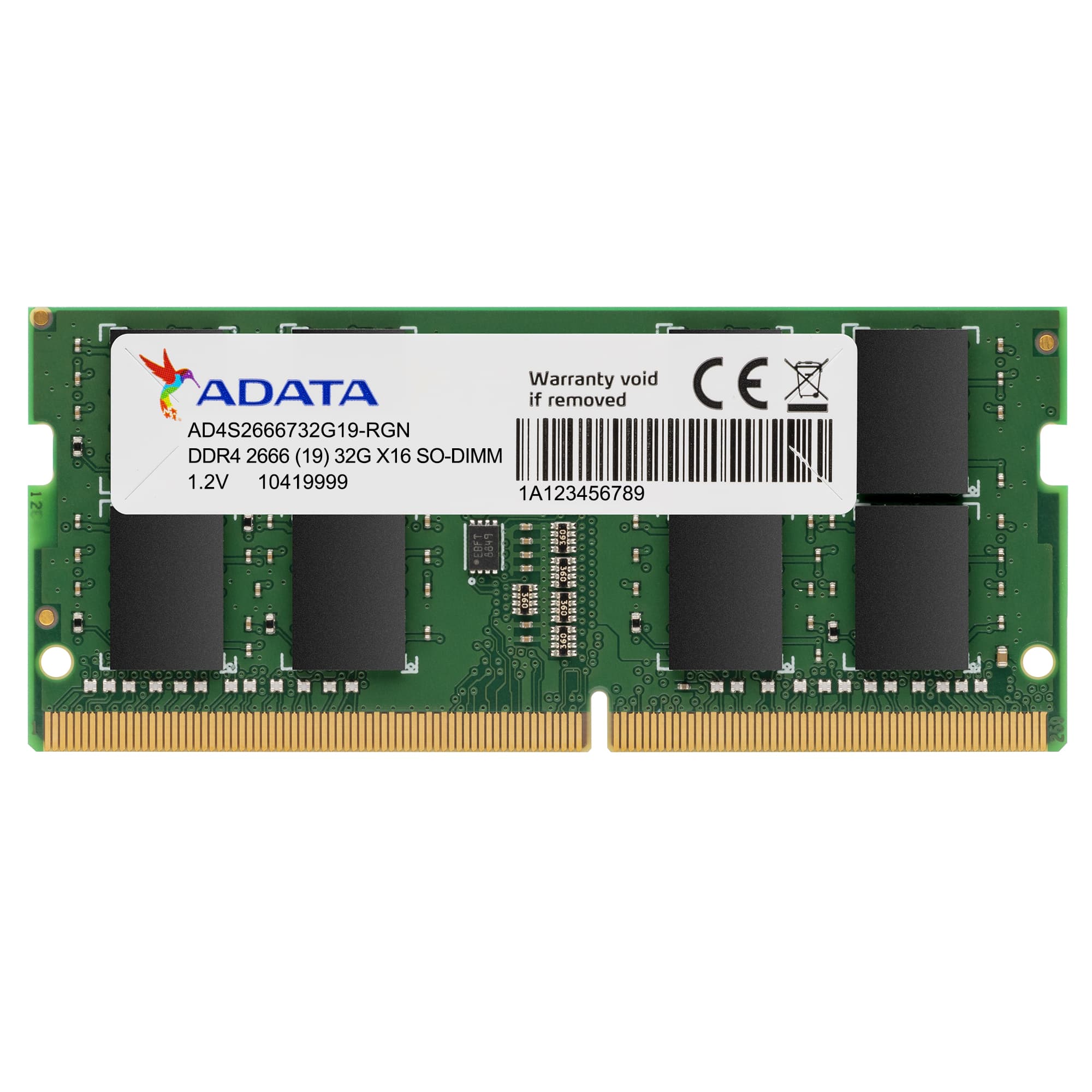 ADATA 4GB (1x4GB) DDR4 2666MHz CL19 SODIMM AD4S26664G19SGNI