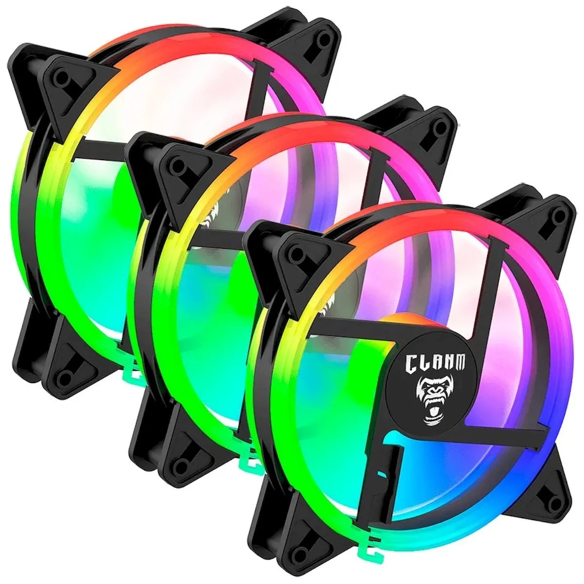 Clanm Noto 120mm RGB Preto Kit 3 Fans KITNOTORGB4P