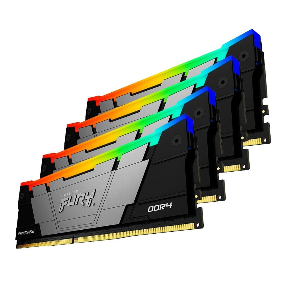Kingston Fury Renegade RGB 32GB (4x8GB) DDR4 3200MHz CL16 Preto RGB UDIMM KF432C16RB2AK4/32