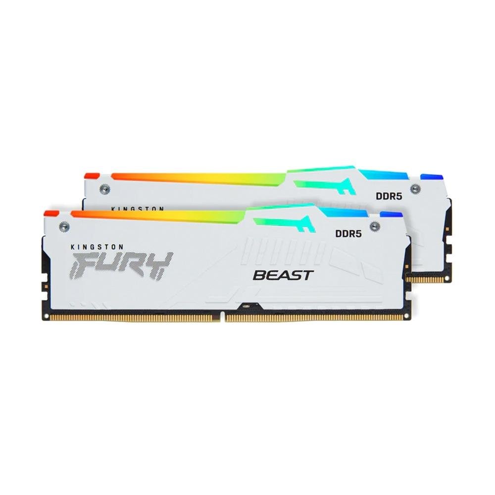 Kingston Fury Beast 32GB (2x16GB) DDR5 5600MHz CL36 Branco RGB UDIMM KF556C36BWEAK2-32