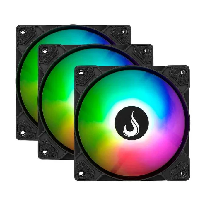 Rise Mode X 120mm RGB Preto Kit 3 Fans RM-XLD-01-RBW
