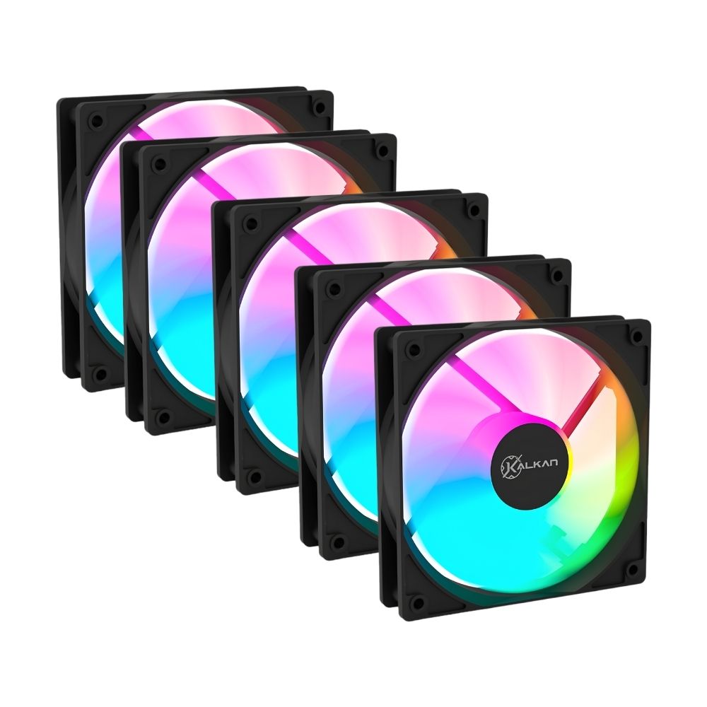 Kalkan Lumen RGB 120mm RGB Preto Kit 5 Fans KLK00018