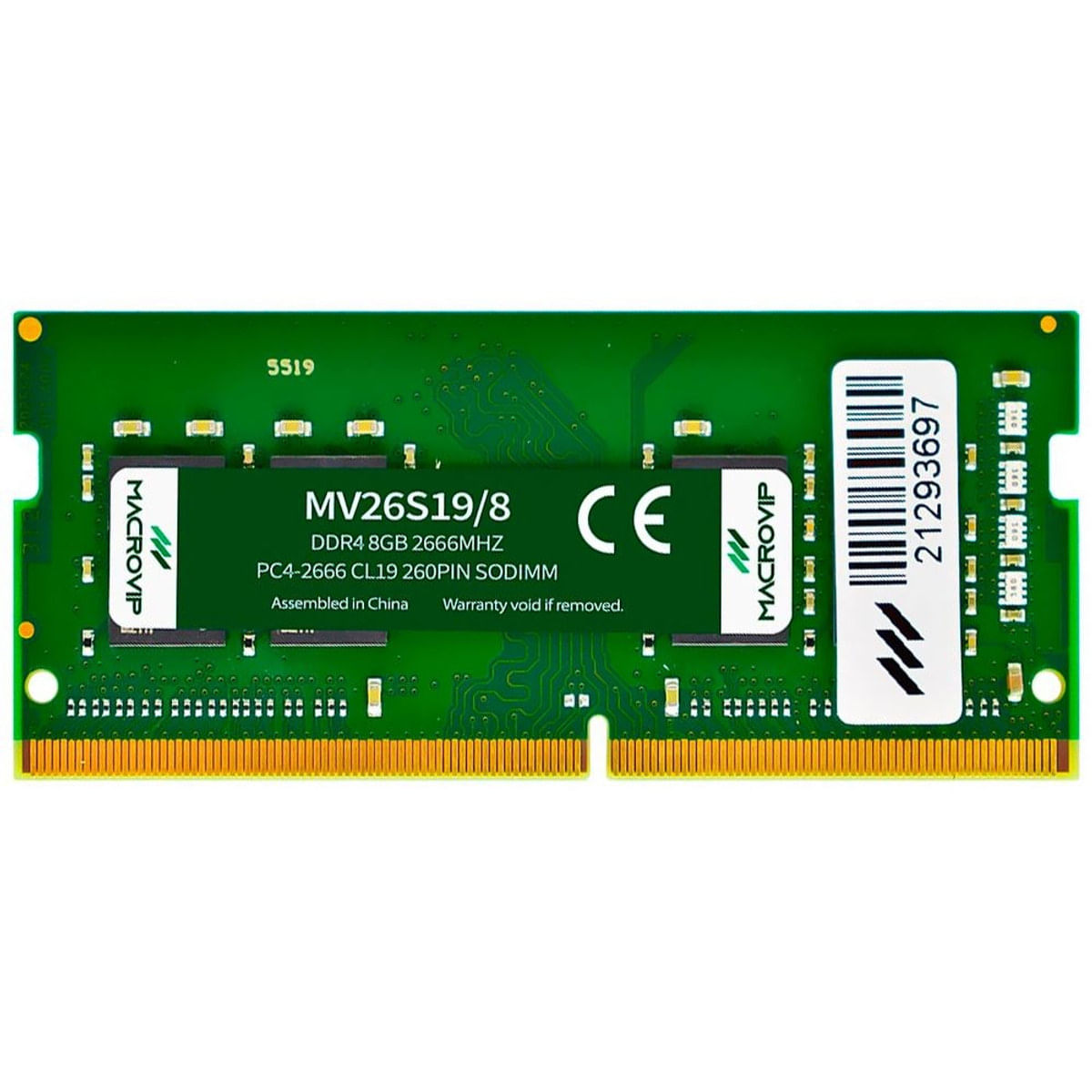 Macrovip 8GB (1x8GB) DDR4 2666MHz CL19 SODIMM MV26S19/8