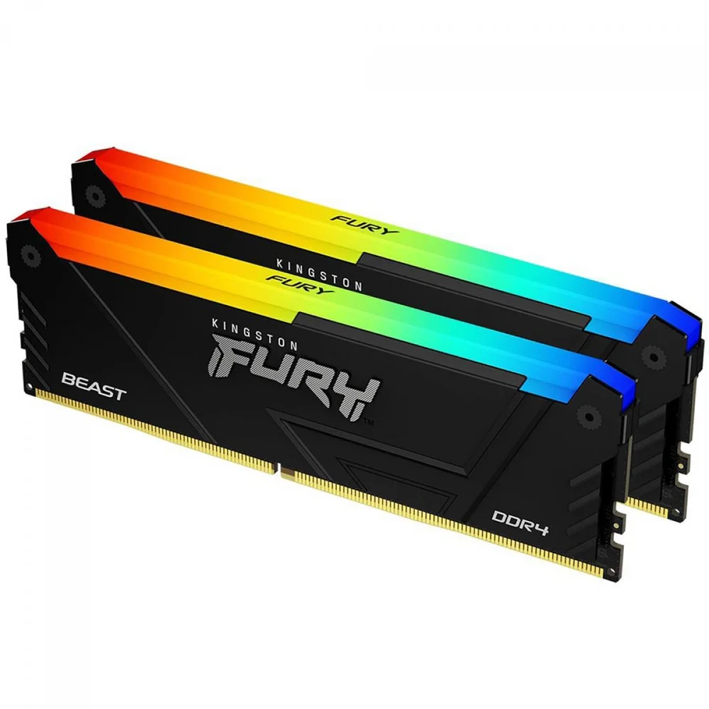 Kingston Fury Beast RGB 16GB (2x8GB) DDR4 3600MHz CL17 Preto RGB UDIMM KF436C17BB2AK2/16