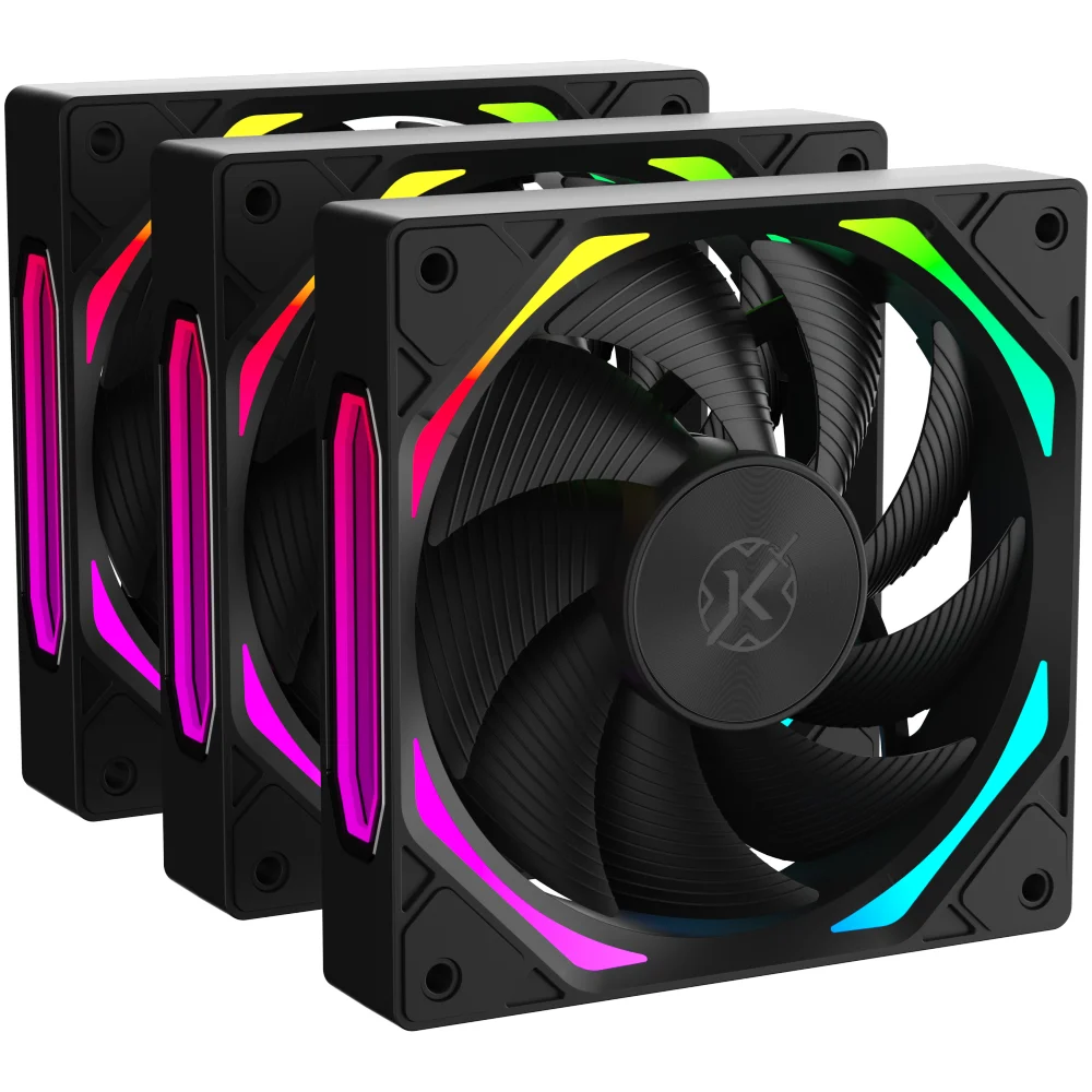 Kalkan Halo Reverse 120mm ARGB Preto Kit 3 Fans KLK00026