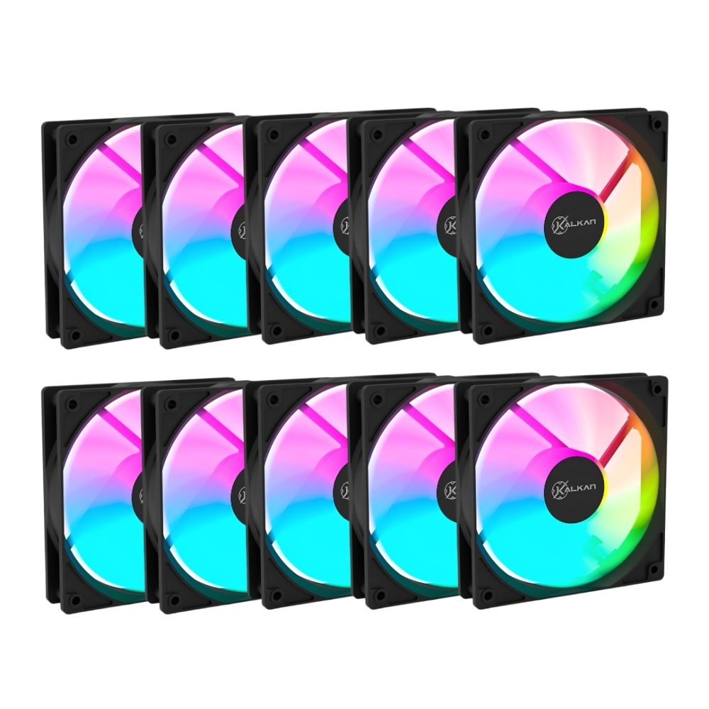 Kalkan Lumen RGB 120mm RGB Preto Kit 10 Fans KLK00018