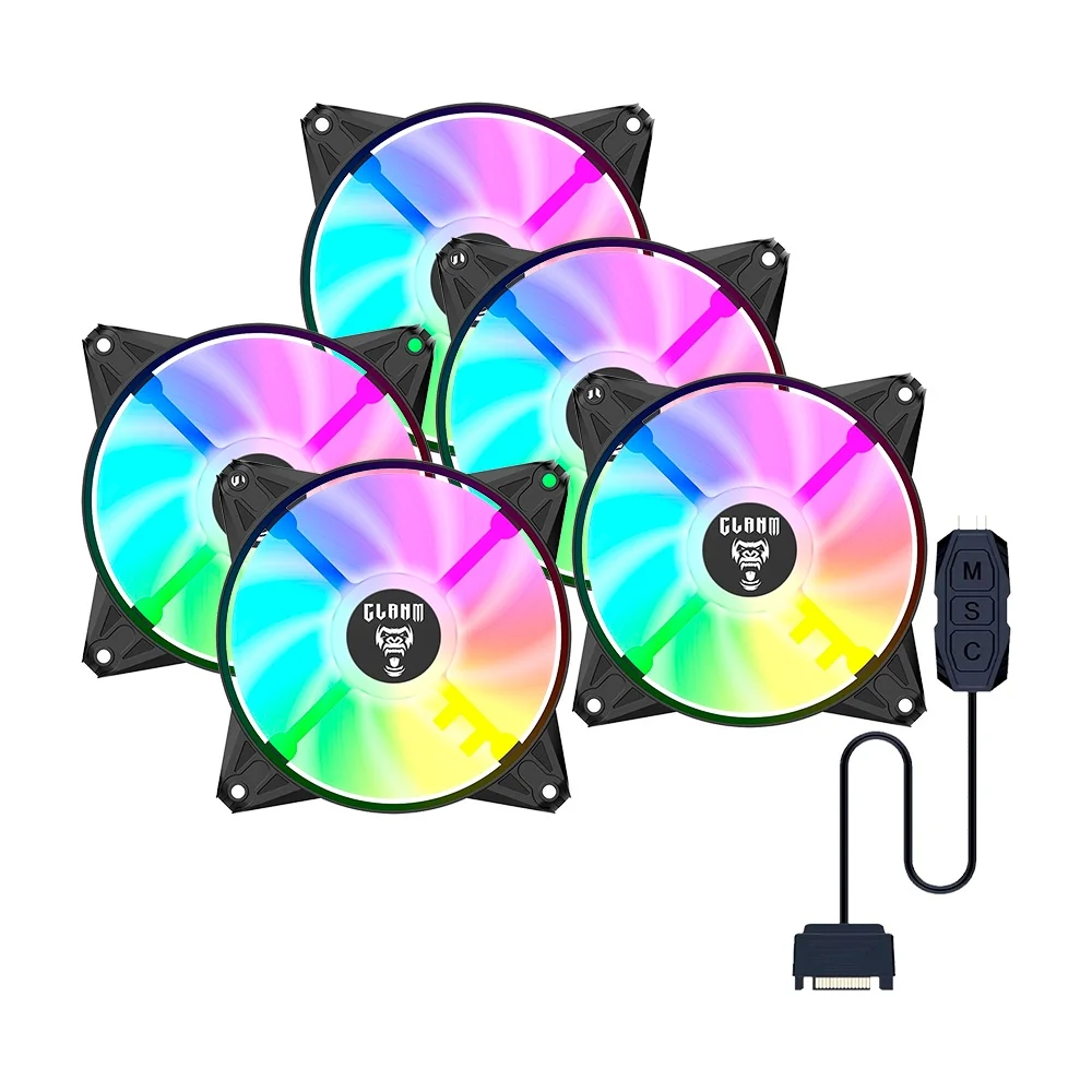 Clanm Eurus 120mm ARGB Preto Kit 5 Fans