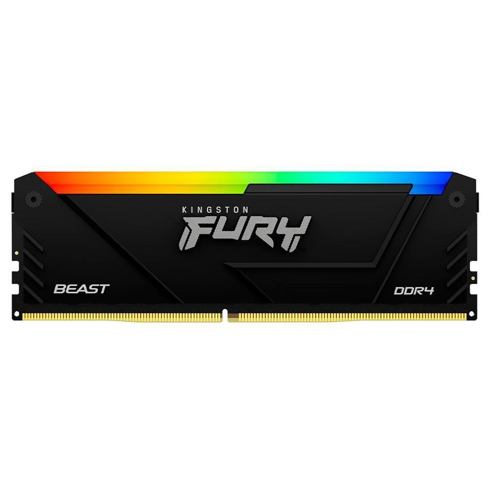 Kingston Fury Beast 16GB (1x16GB) DDR4 3200MHz CL16 Preto RGB UDIMM KF432C16BB12A-16
