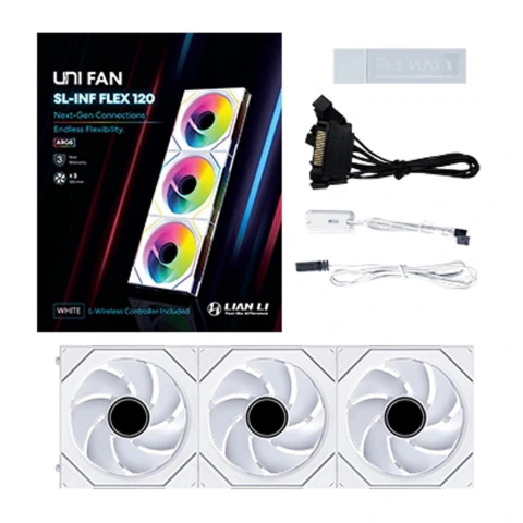 Lian Li UNI FAN SL-INF Flex 120mm ARGB Branco Kit 3 Fans 12SLIN1F3W