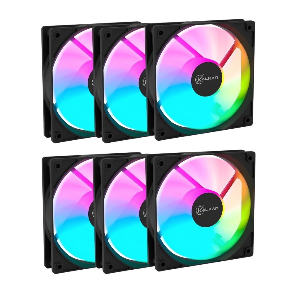 Kalkan Lumen RGB 120mm RGB Preto Kit 6 Fans KLK00018